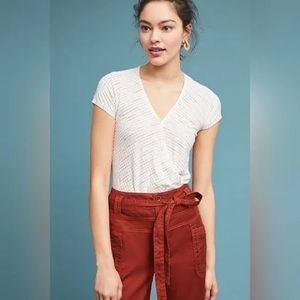 ANTHRO MAEVE STRIPED LEILA WRAP TOP